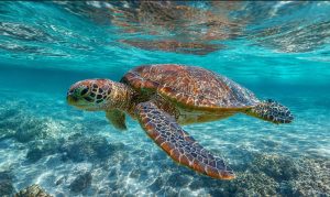 excursion les saintes en guadeloupe — observation d’une tortue marine en snorkeling